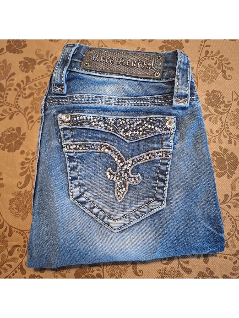 Rock Revival Jeans Women Size 25 Vivian Straight Stretch Medium Wash Mid Rise